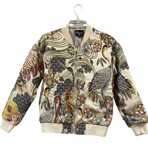 Embroidered Boho Zip-Front Jacket –Unisex  Floral Detail Lightweight Jacket